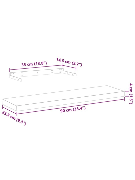 Seinariiulid 90x23,5x4 cm tehispuit