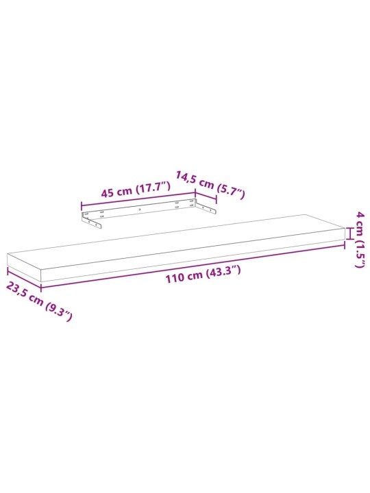 Seinariiulid 4 tk 110x23,5x4 cm tehispuit