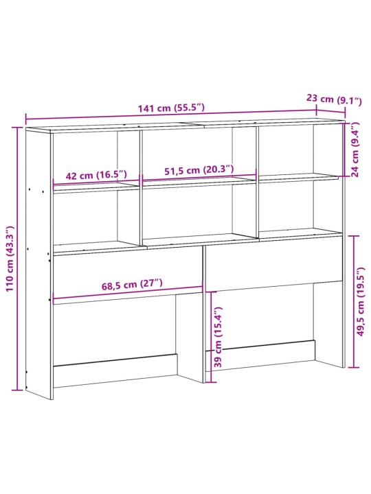 Hoiuruumiga voodipeats, 135 cm, männipuit