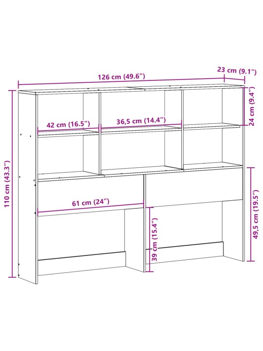 Hoiuruumiga voodipeats, valge, 120 cm, männipuit