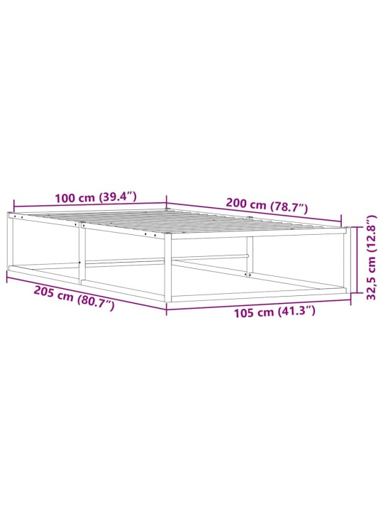 VOODIRAAM ILMA MADRATSITA VALGE 100X200 CM METALLIST