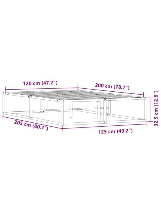 VOODIRAAM ILMA MADRATSITA VALGE 120X200 CM METALLIST
