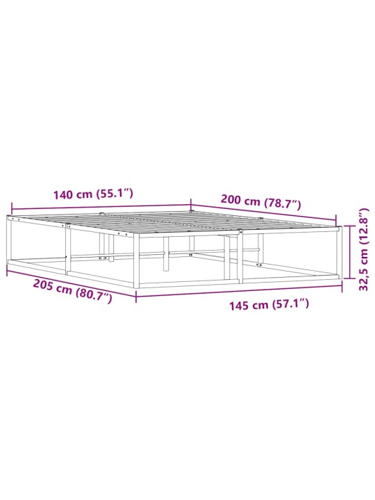 VOODIRAAM ILMA MADRATSITA VALGE 140X200 CM METALLIST