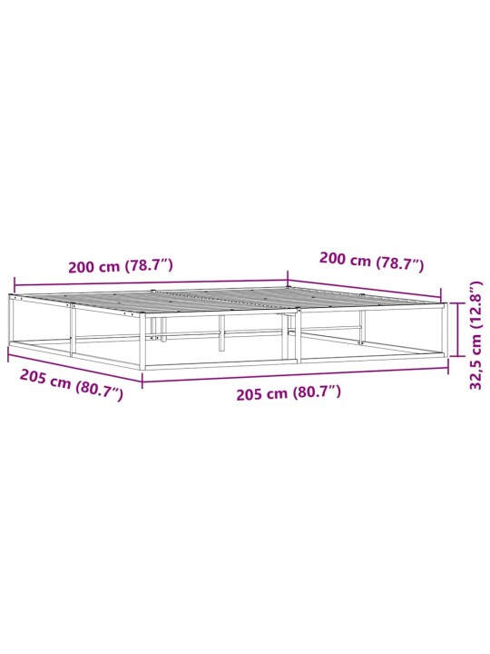VOODIRAAM ILMA MADRATSITA VALGE 200X200 CM METALLIST