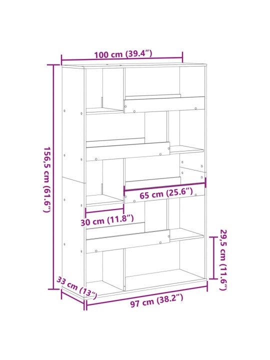 Raamatualus, must, 100x33x156,5 cm, tehispuit