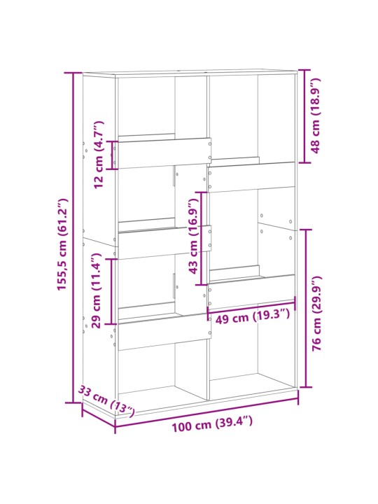 Raamatualus, must, 100x33x155,5 cm, tehispuit