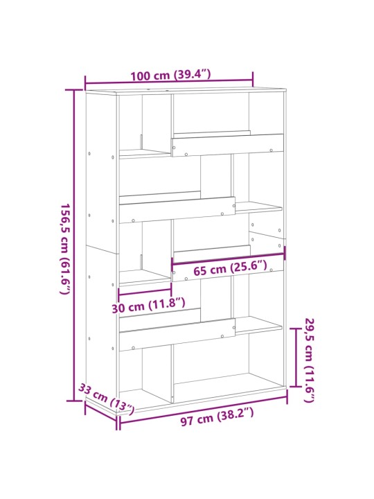 Ruumijagaja sonoma tamm 100x33x156,5 cm, tehispuit