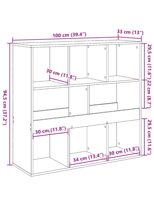 Ruumijagaja, must, 100 x 33 x 94,5 cm, tehispuit