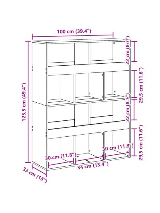 Ruumijagaja betoonhall 100x33x125,5 cm, tehispuit