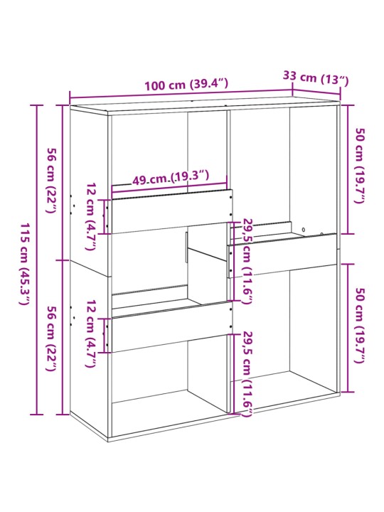 Ruumijagaja, hall sonoma tamm, 100x33x115 cm, tehispuit