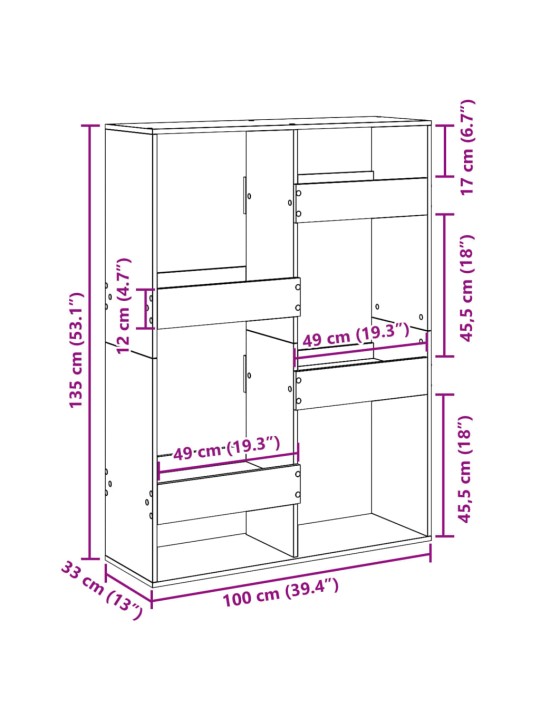 Ruumijagaja, suitsutatud tamm, oak100x33x135 cm, tehispuit