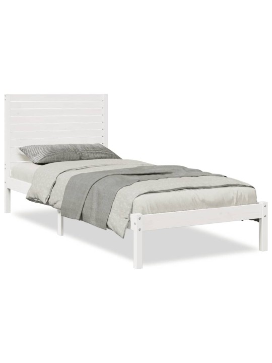 Voodiraam ilma madratsita, valge, 90 x 210 cm, männipuit