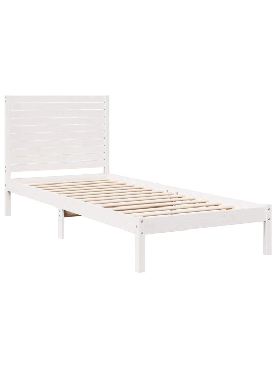 Voodiraam ilma madratsita, valge, 90 x 210 cm, männipuit