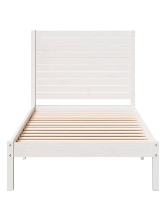 Voodiraam ilma madratsita, valge, 90 x 210 cm, männipuit
