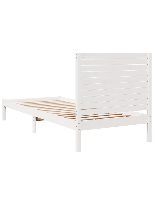 Voodiraam ilma madratsita, valge, 90 x 210 cm, männipuit