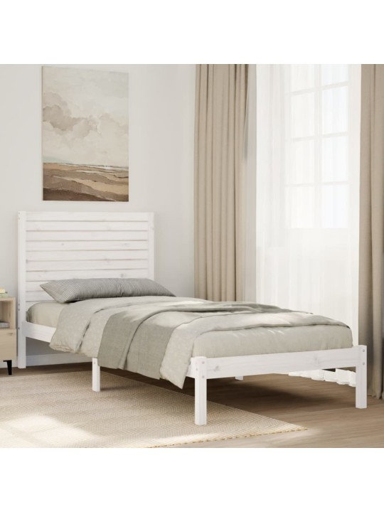 Voodiraam ilma madratsita, valge, 90 x 210 cm, männipuit