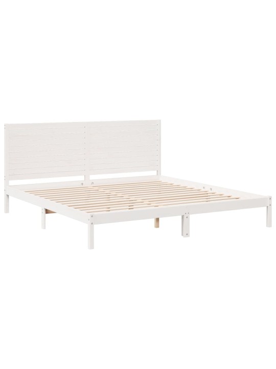 Voodiraam ilma madratsita, valge, 180 x 210 cm, männipuit