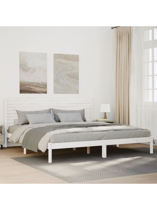 Voodiraam ilma madratsita, valge, 180 x 210 cm, männipuit
