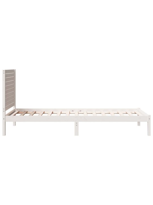 Voodiraam ilma madratsita, valge, 90 x 220 cm, männipuit