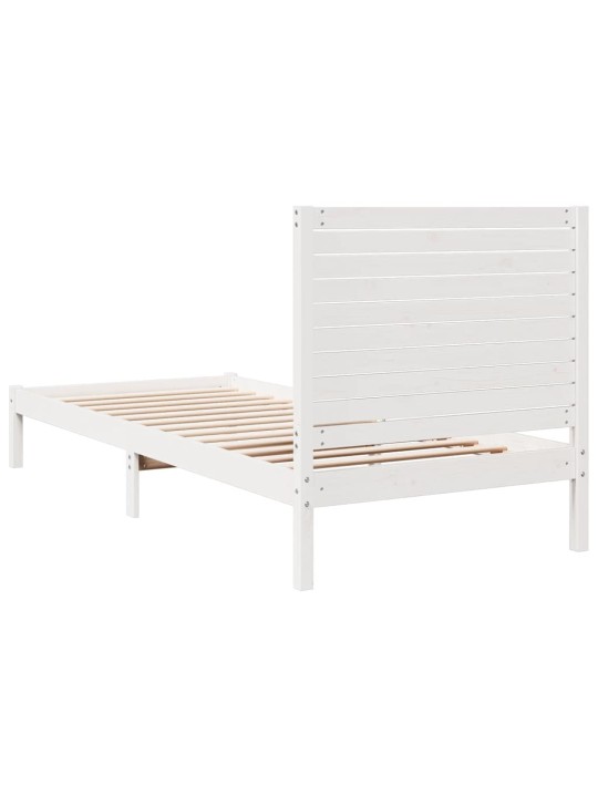 Voodiraam ilma madratsita, valge, 90 x 220 cm, männipuit