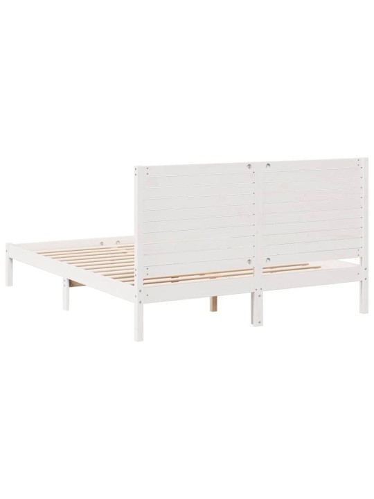 Voodiraam ilma madratsita, valge, 140 x 220 cm, männipuit