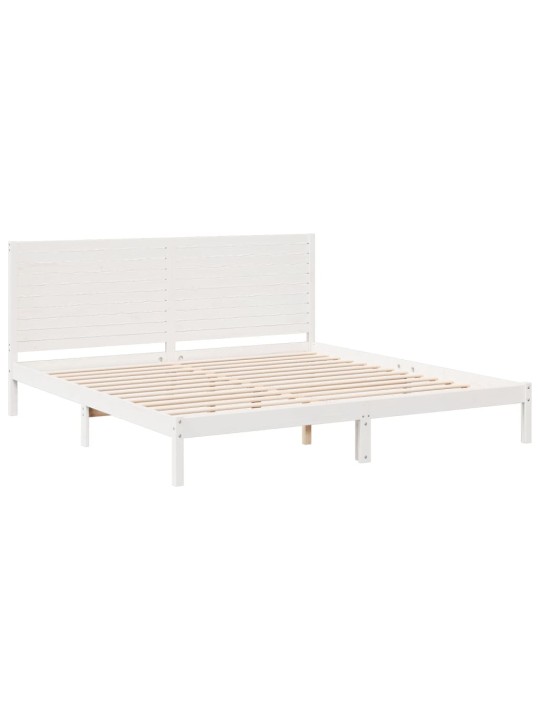 Voodiraam ilma madratsita, valge, 180 x 220 cm, männipuit