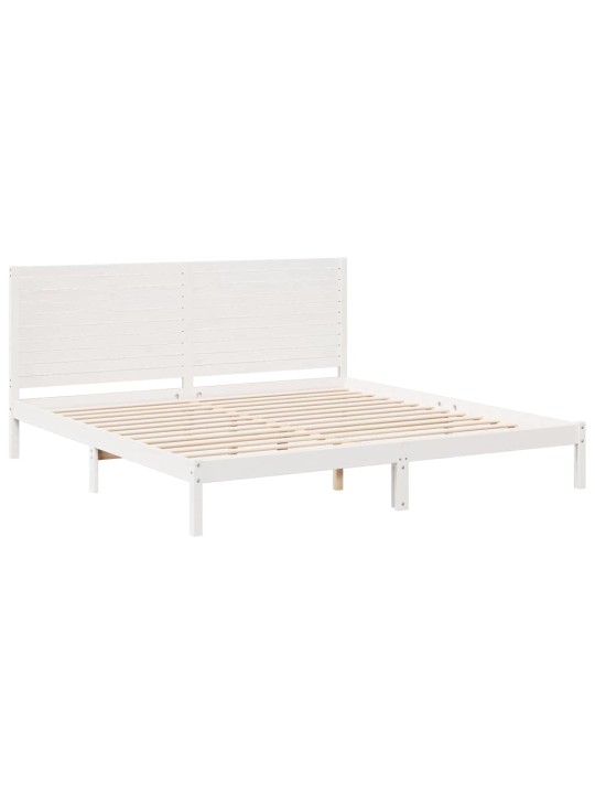 Voodiraam ilma madratsita, valge, 200x220 cm, männipuit