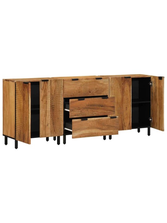 Külglaud 3 tk pruun 60 x 33 x 75 cm akaatsiapuit