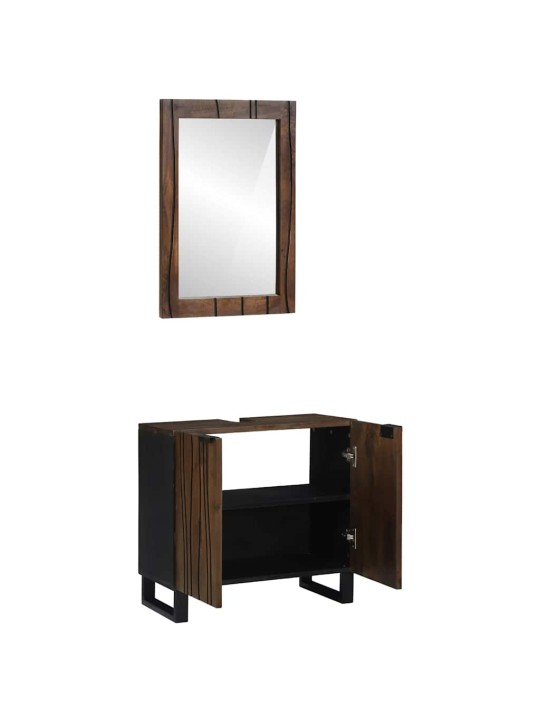 Vannitoa mööblikomplekt riiuliga 2 tk pähklipruun 62 x 33 x 58 cm