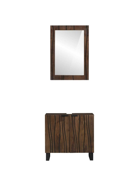 Vannitoa mööblikomplekt riiuliga 2 tk pähklipruun 62 x 33 x 58 cm