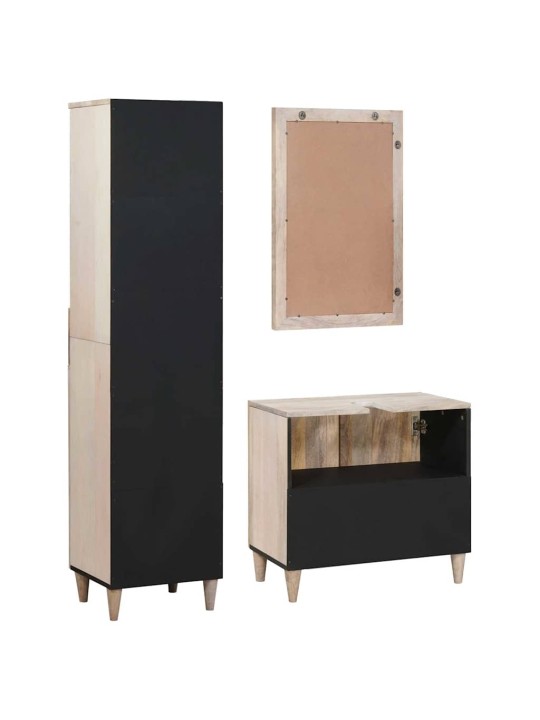 Vannitoa mööbleset 3 tk valge 38 x 33 x 160 cm mangopuit