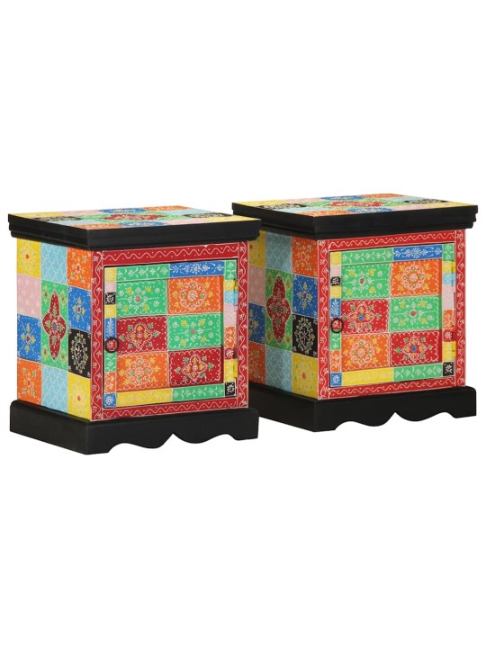 ÖÖKAPP 2 TK MITMEVÄRVILINE 40X35X45 CM TÄISPUIDUST MANGO