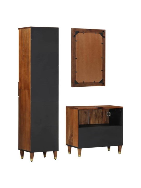 Vannitoa mööbli komplekt 3 tk pruun 62 x 33 x 58 cm mangopuit
