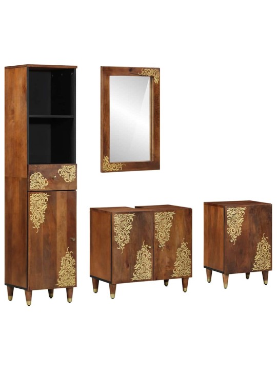 Vannitoa mööbli komplekt 4 tk pruun 62 x 33 x 58 cm mangopuit