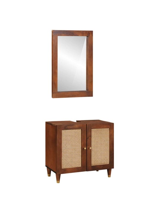 Vannitoa mööbel sahtliga uksega 2 tk 62 x 33 x 58 cm tugev mango puu
