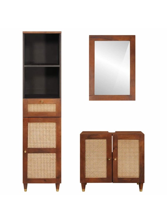 Vannitoa mööbel sahtliga 3 tk 38 x 33 x 160 cm tugev mango puu
