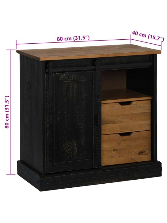 PUHVETKAPP HALDEN LÜKANDUKSEGA MUST 80X40X80 CM TÄISPUIT