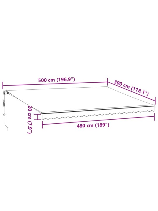 Automaatselt sissetõmmatav varikatus, pruun, 500x300 cm