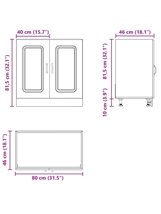 VALAMU ALUSKAPP, KALMAR, VALGE, 80X46X81,5 CM, TEHISPUIT