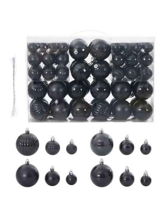 JÕULUKAUNISTUSED 100 TK MUST Ø3/4/6 CM