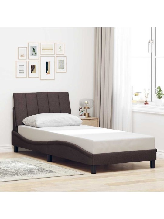 Voodiraam ilma madratsita tumepruun 90x190 cm kangas
