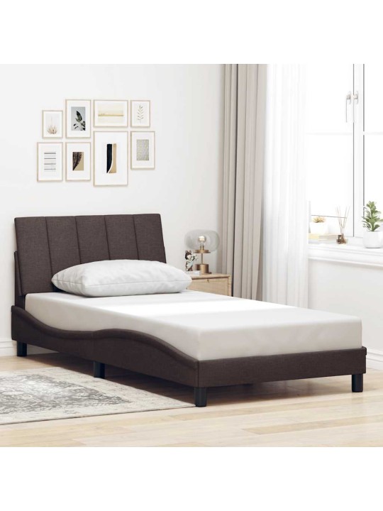 Voodiraam ilma madratsita tumepruun 100x200 cm kangas