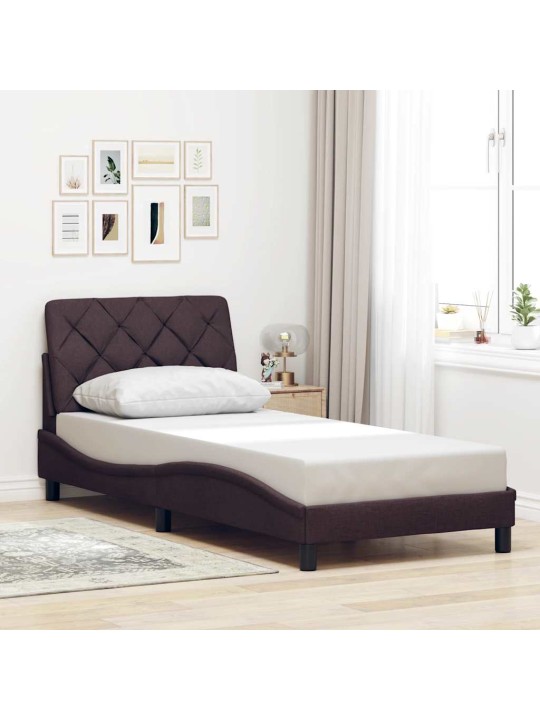 Voodiraam ilma madratsita tumepruun 90x190 cm kangas