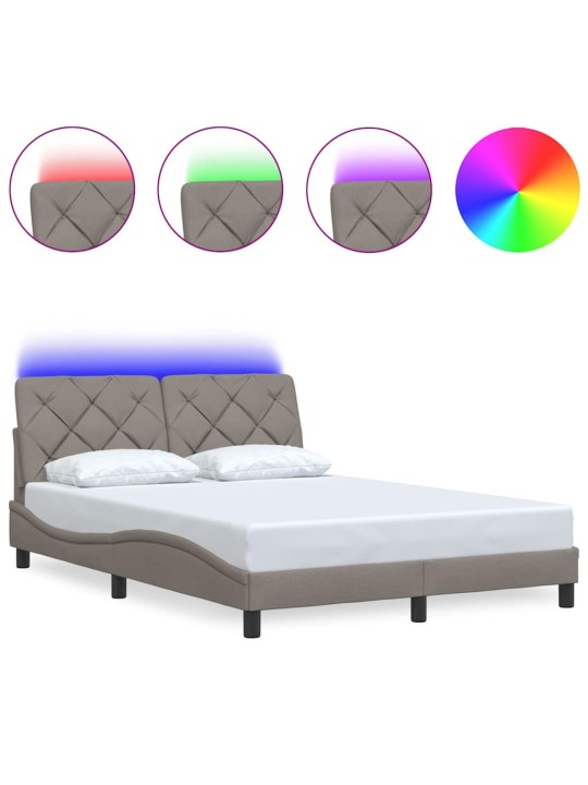 Voodiraam LED-iga ilma madratsita taupe 120x200 cm kangas