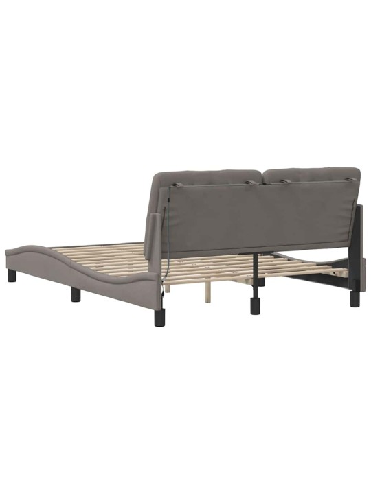 Voodiraam led ilma madratsita, pruunikashall, 140x190cm, kangas