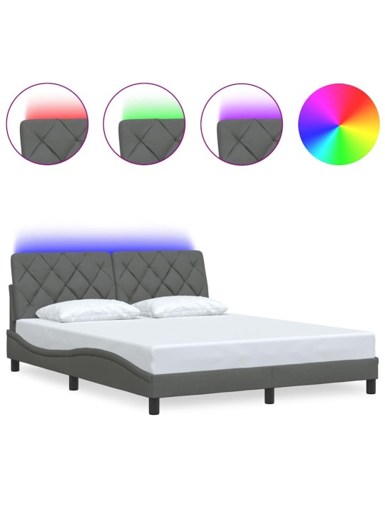 Voodiraam LED-iga ilma madratsita, 160x200 cm, kangas