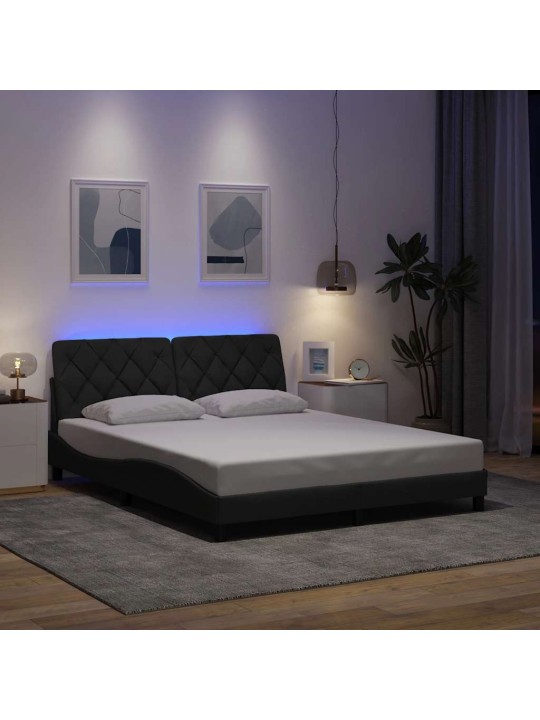 Voodiraam LED-iga ilma madratsita, 160x200 cm, kangas