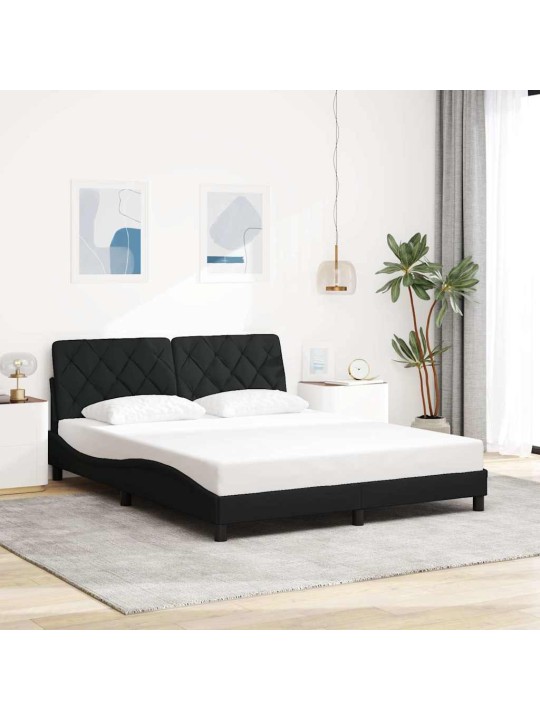 Voodiraam LED-iga ilma madratsita, must, 160 x 200 cm, kangas