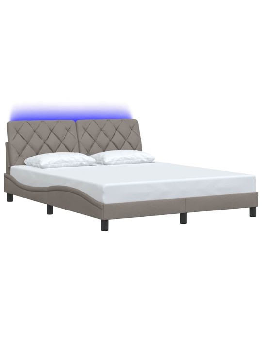 Voodiraam led ilma madratsita, pruunikashall, 160x200cm, kangas