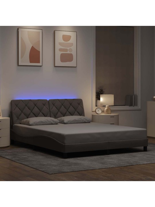 Voodiraam led ilma madratsita, pruunikashall, 160x200cm, kangas
